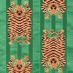 Schumacher 77233 Jokhang Tiger Velvet Green fabric swatch