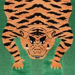 Schumacher 77233 Jokhang Tiger Velvet Green fabric swatch