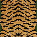 Schumacher 77230 Jokhang Tiger Velvet Peacock & Olive fabric swatch