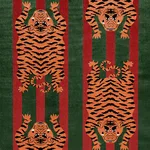 Schumacher 77235 Jokhang Tiger Velvet Red & Green fabric swatch