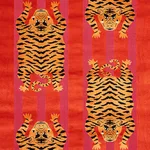 Schumacher 77231 Jokhang Tiger Velvet Red & Pink fabric swatch