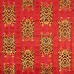 Schumacher 77231 Jokhang Tiger Velvet Red & Pink fabric swatch