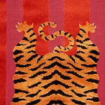 Schumacher 77231 Jokhang Tiger Velvet Red & Pink fabric swatch