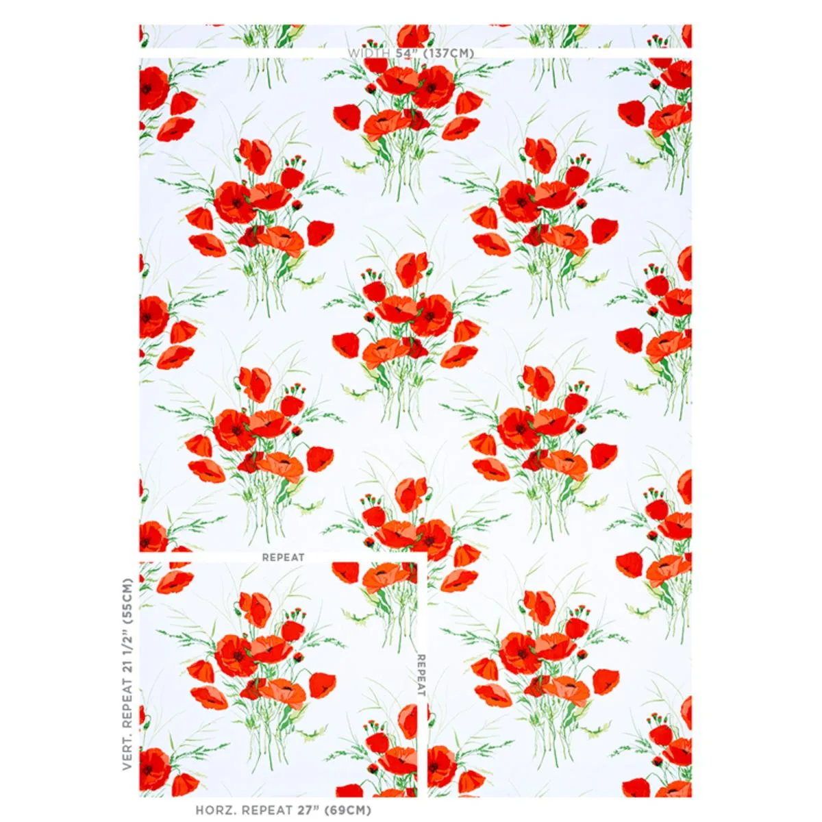 Schumacher 179061 Joni Chintz Red fabric swatch
