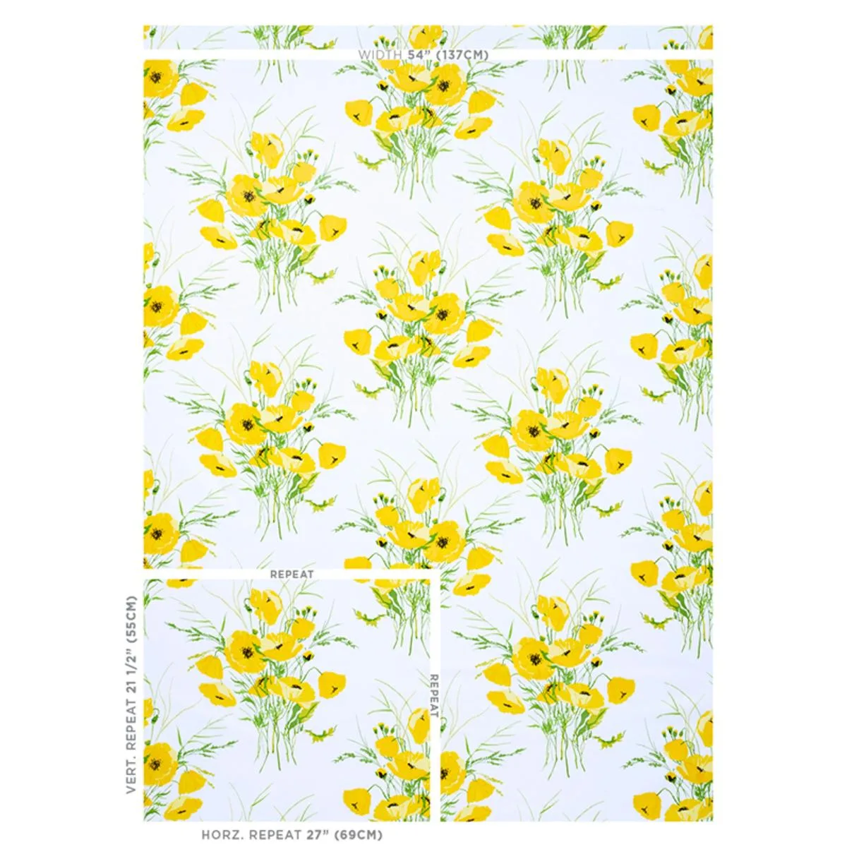 Schumacher 179060 Joni Chintz Yellow fabric swatch