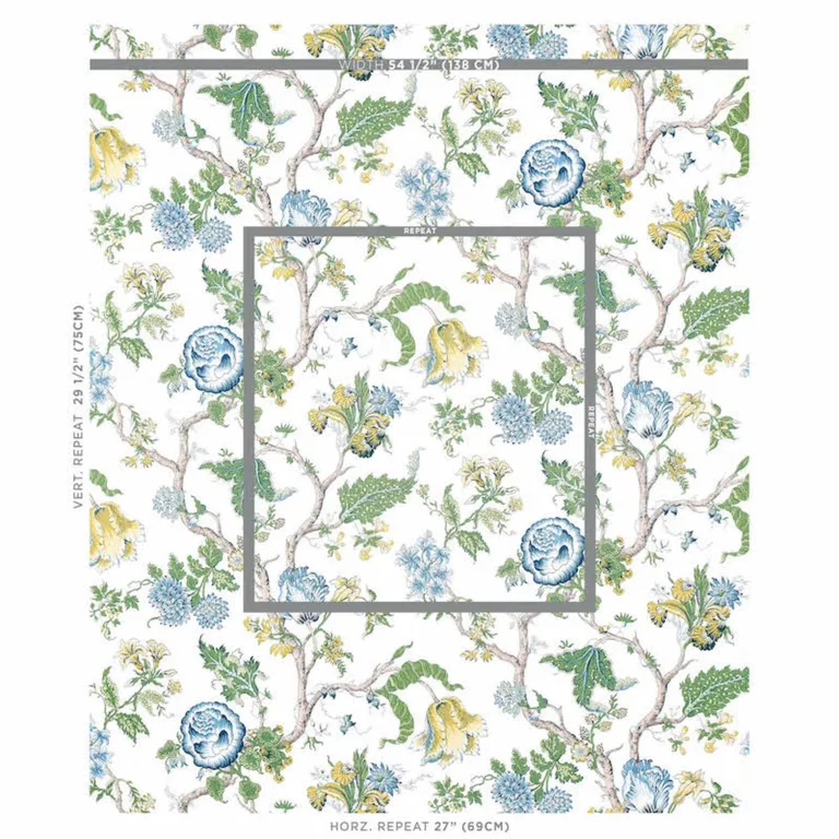 Schumacher 179652 Josephine Blue fabric swatch