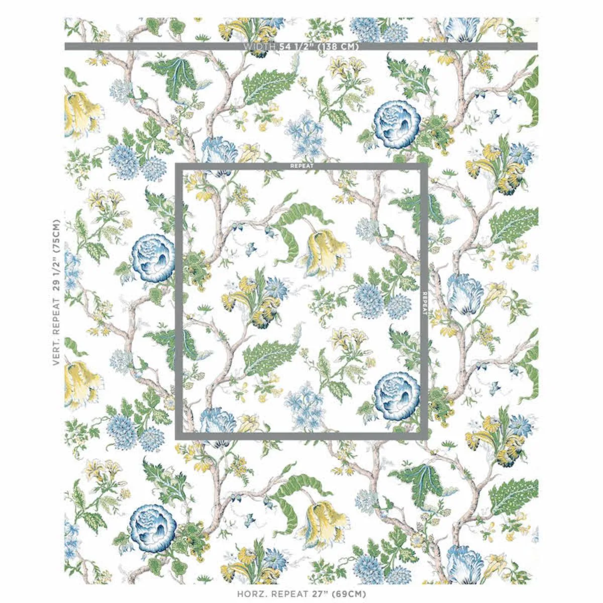 Schumacher 179652 Josephine Blue fabric swatch