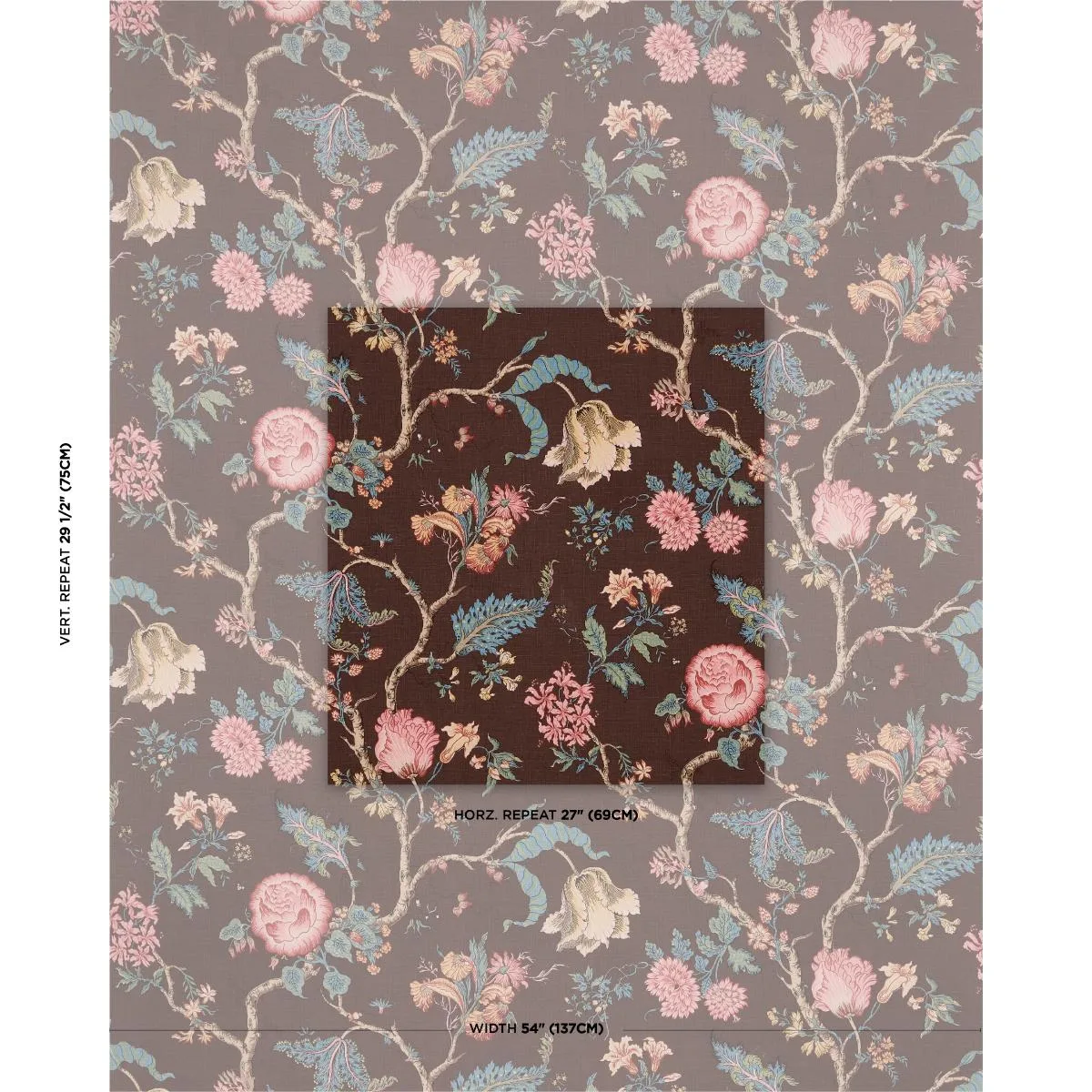 Schumacher 179654 Josephine Cinnabar fabric swatch