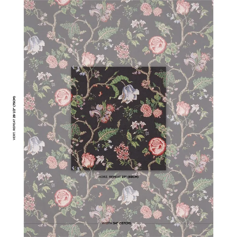 Schumacher 179653 Josephine Noir fabric swatch