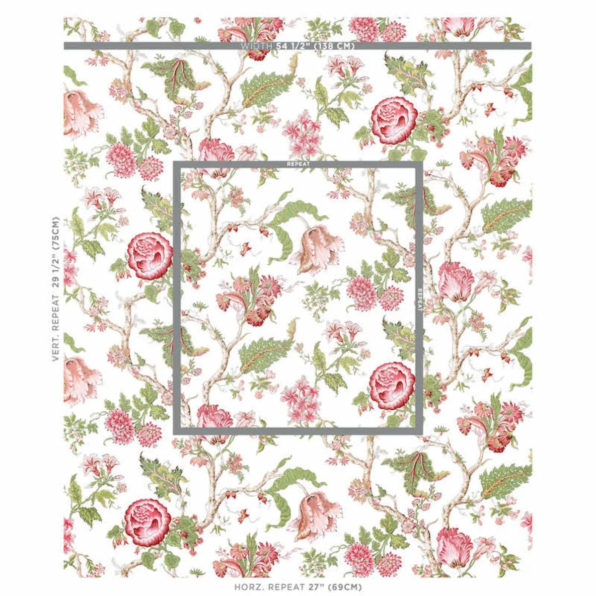 Schumacher 179651 Josephine Pink fabric swatch