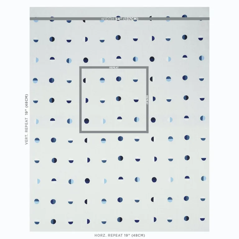 Schumacher 74041 Joshua Tree Hand Block Print Blue Moons fabric swatch