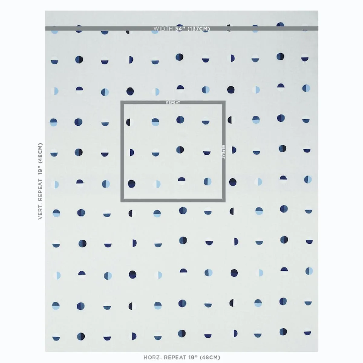 Schumacher 74041 Joshua Tree Hand Block Print Blue Moons fabric swatch