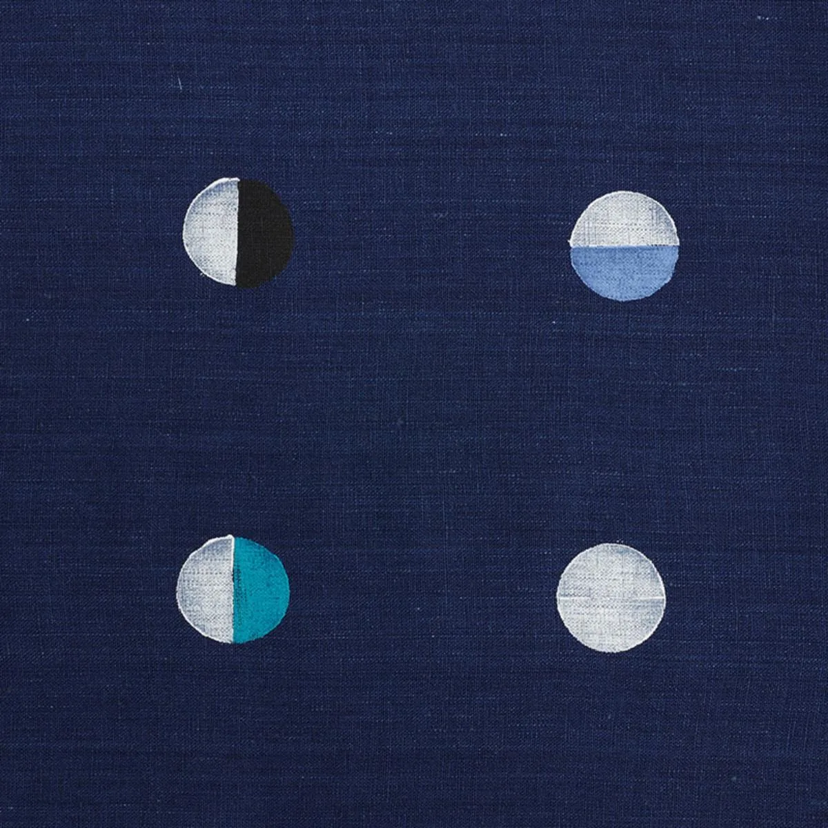 Schumacher 74050 Joshua Tree Hand Block Print Indigo Moons fabric swatch