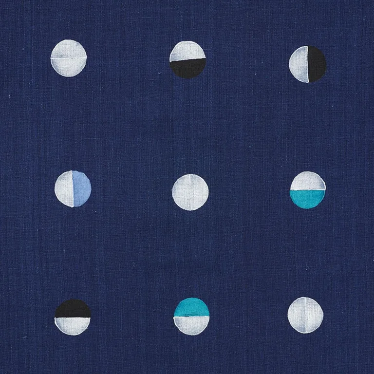 Schumacher 74050 Joshua Tree Hand Block Print Indigo Moons fabric swatch
