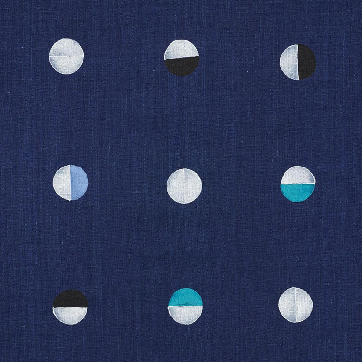 Schumacher 74050 Joshua Tree Hand Block Print Indigo Moons fabric swatch