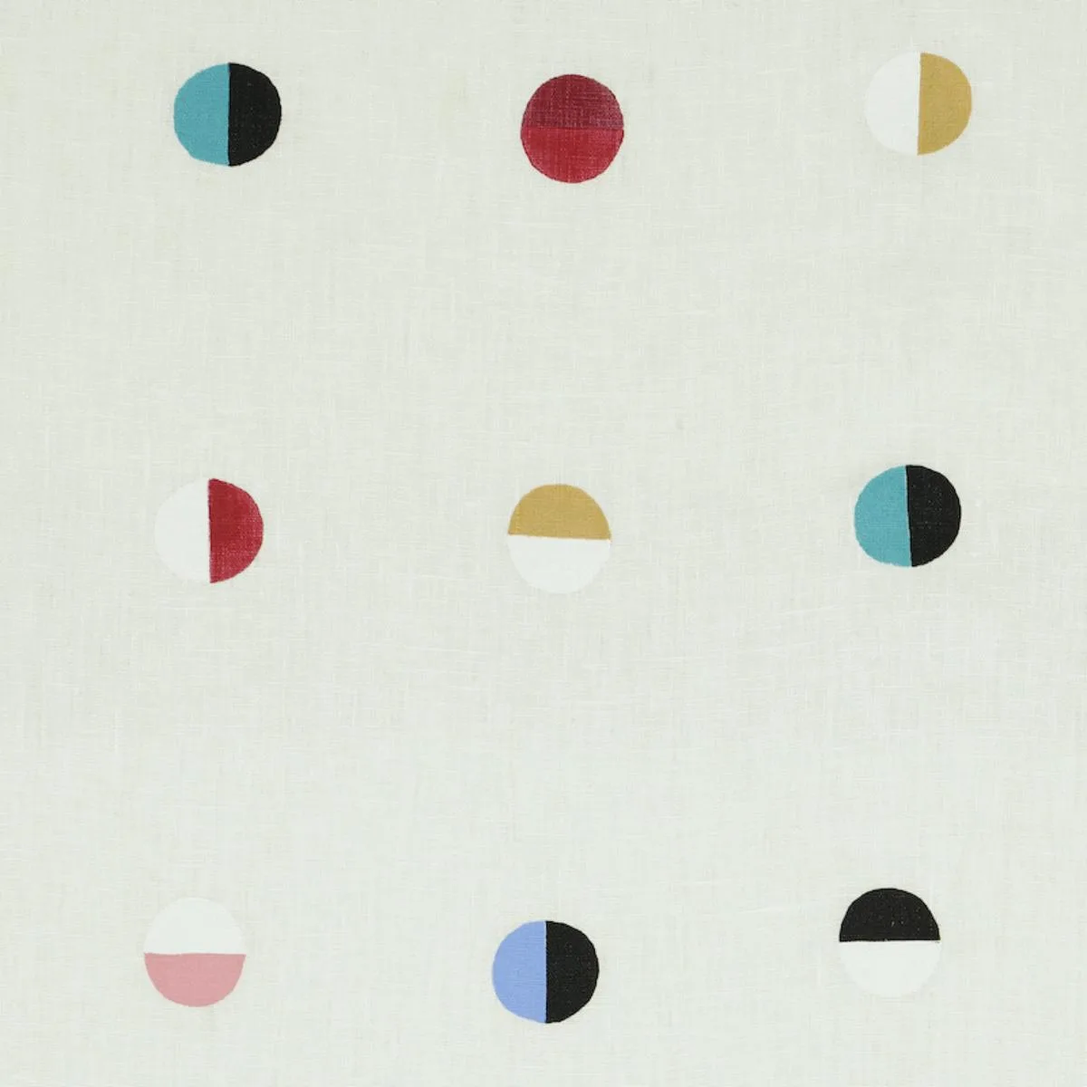 Schumacher 74042 Joshua Tree Hand Block Print Multi Moons On Ivory fabric swatch