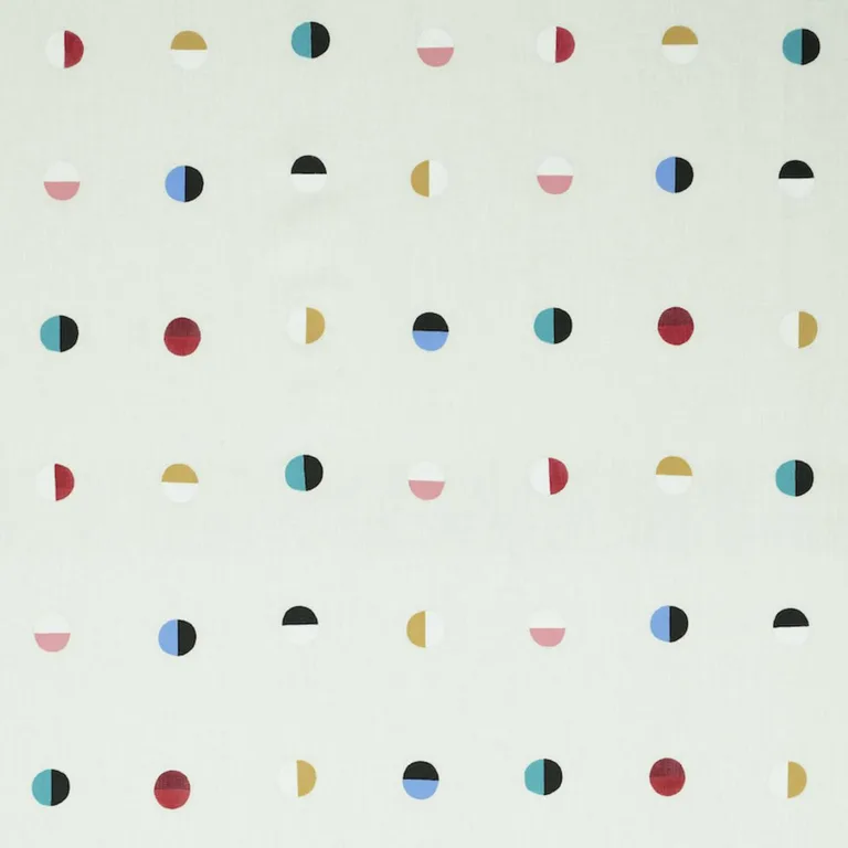 Schumacher 74042 Joshua Tree Hand Block Print Multi Moons On Ivory fabric swatch