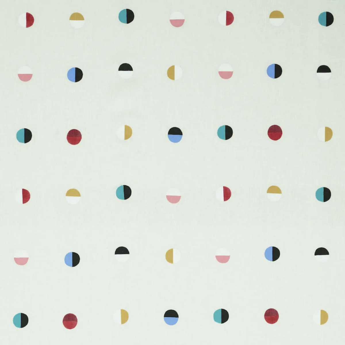 Schumacher 74042 Joshua Tree Hand Block Print Multi Moons On Ivory fabric swatch