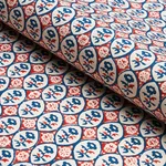 Schumacher 180600 Josiane Floral Rouge & Navy fabric swatch