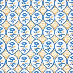 Schumacher 180601 Josiane Floral Yellow & Blue fabric swatch