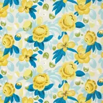 Schumacher 177532 Juin Citron & Peacock fabric swatch
