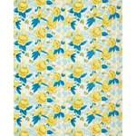 Schumacher 177532 Juin Citron & Peacock fabric swatch