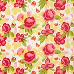 Schumacher 177531 Juin Poppy & Yellow fabric swatch