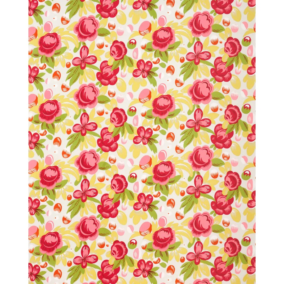 Schumacher 177531 Juin Poppy & Yellow fabric swatch