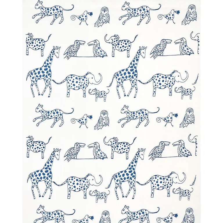Schumacher 66250 Jungle Jubilee Blueberry fabric swatch