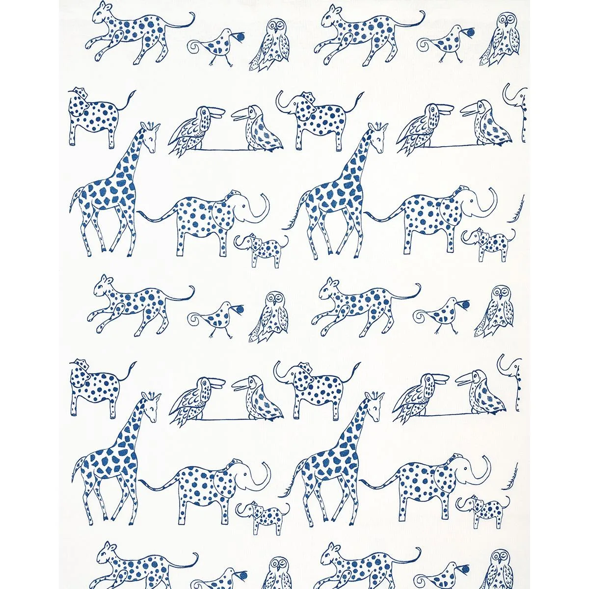 Schumacher 66250 Jungle Jubilee Blueberry fabric swatch