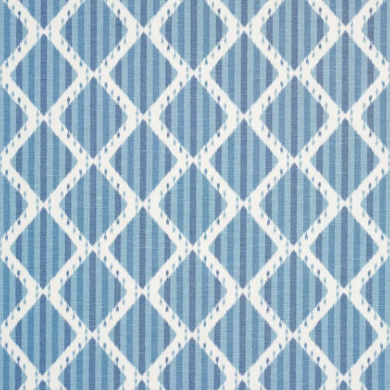 Schumacher 181290 Kai Striped Ikat Blue fabric swatch