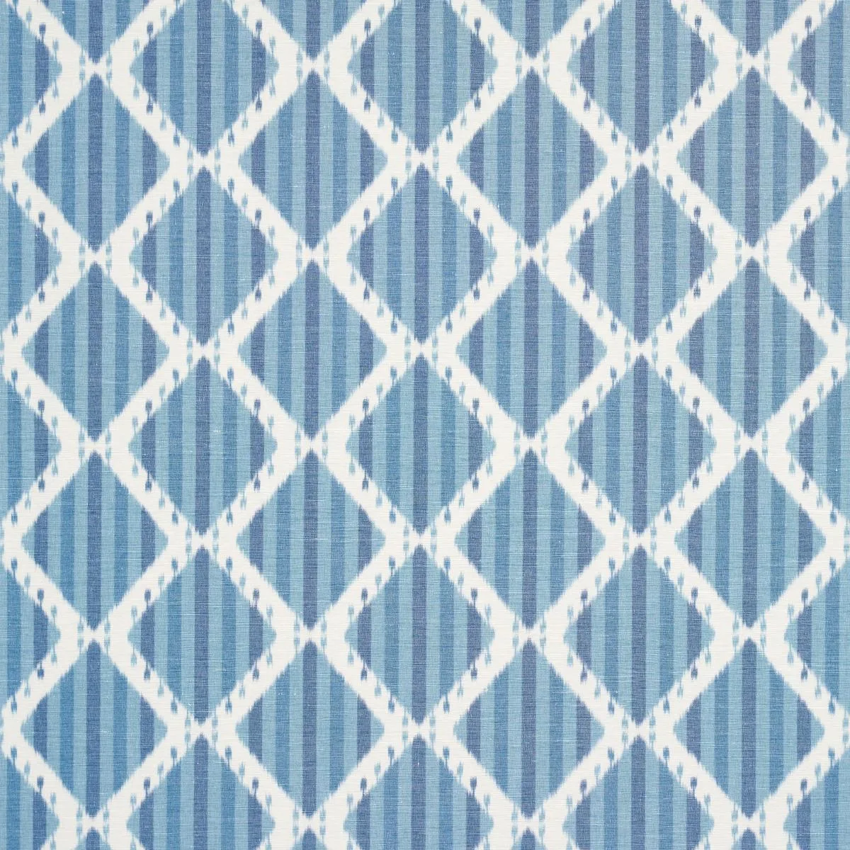 Schumacher 181290 Kai Striped Ikat Blue fabric swatch