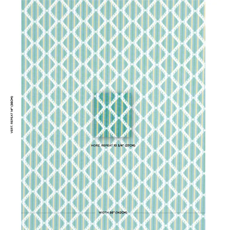 Schumacher 181291 Kai Striped Ikat Green fabric swatch