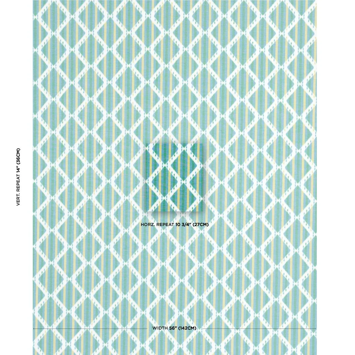 Schumacher 181291 Kai Striped Ikat Green fabric swatch