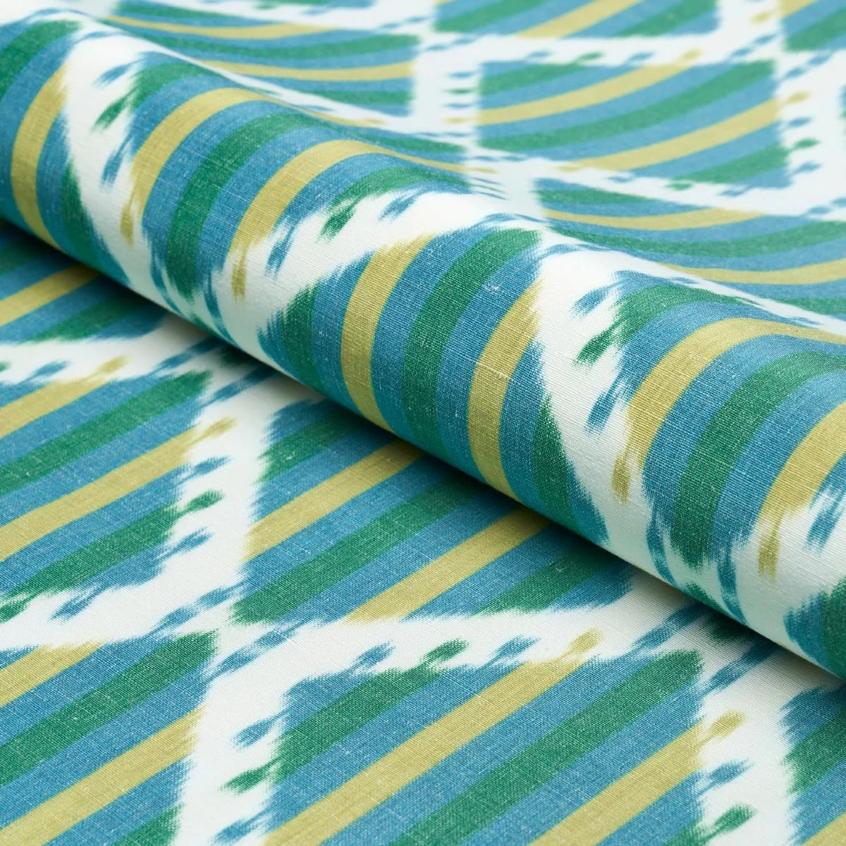 Schumacher 181291 Kai Striped Ikat Green fabric swatch