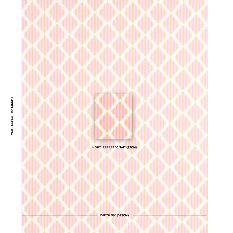 Schumacher 181292 Kai Striped Ikat Pink fabric swatch