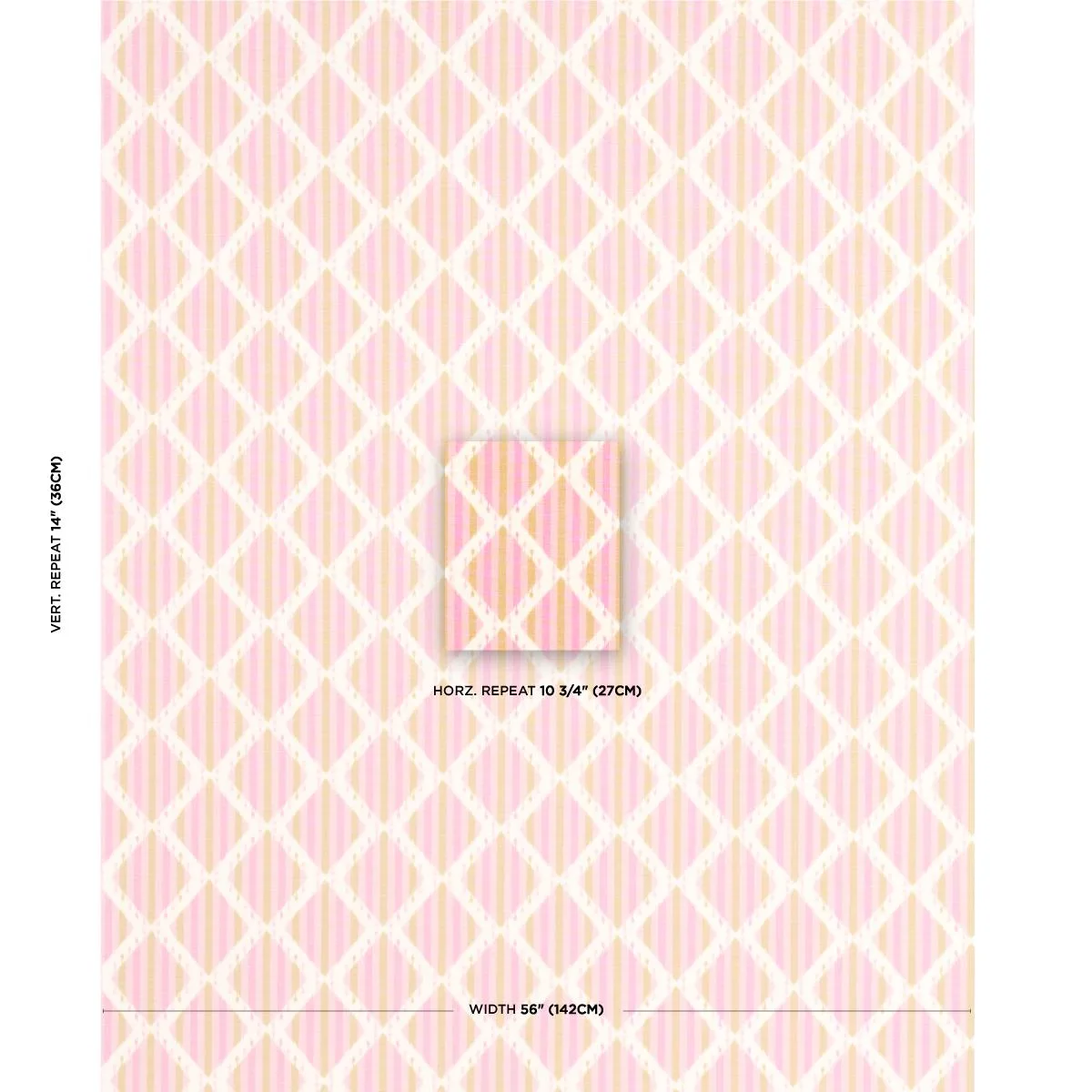 Schumacher 181292 Kai Striped Ikat Pink fabric swatch
