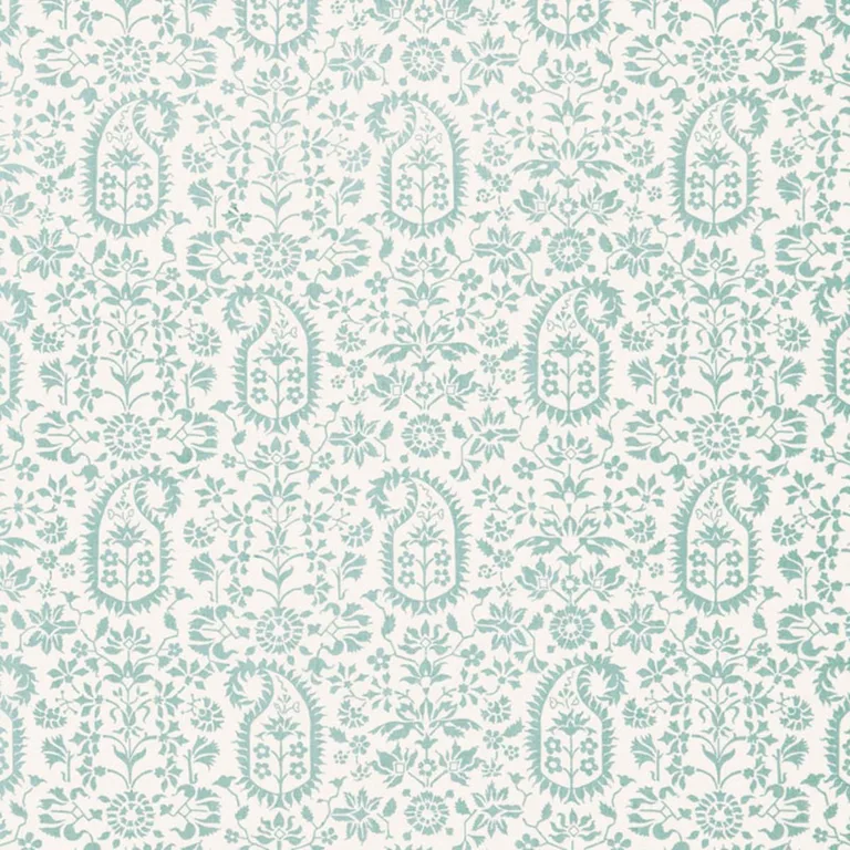 Schumacher 174862 Kalika Paisley Print Aquamarine fabric swatch
