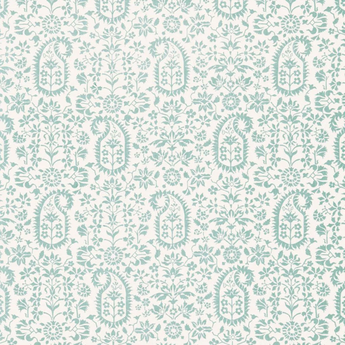 Schumacher 174862 Kalika Paisley Print Aquamarine fabric swatch