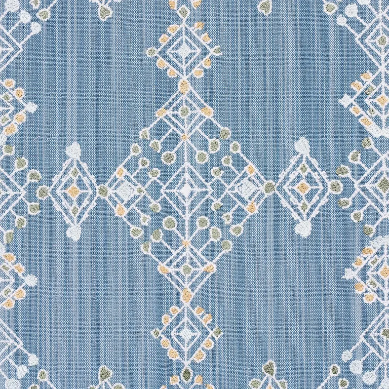 Schumacher 82080 Kalindi Embroidery Denim fabric swatch
