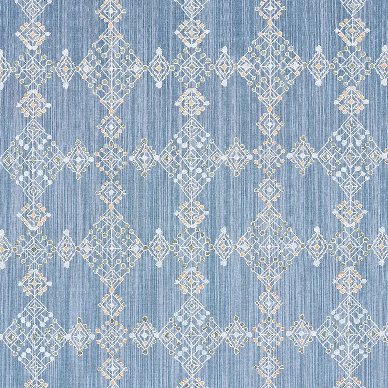 Schumacher 82080 Kalindi Embroidery Denim fabric swatch