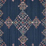 Schumacher 82081 Kalindi Embroidery Indigo fabric swatch