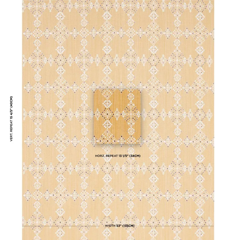 Schumacher 82082 Kalindi Embroidery Saffron fabric swatch