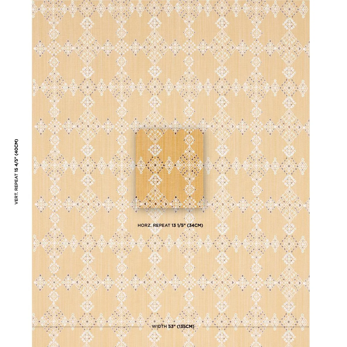 Schumacher 82082 Kalindi Embroidery Saffron fabric swatch
