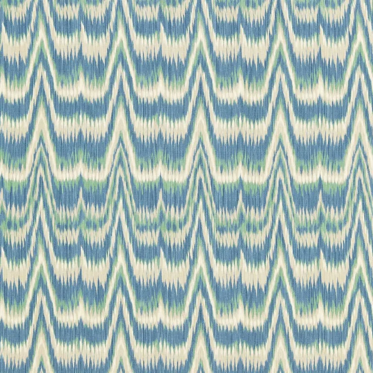 Schumacher 175120 Kamalia Ikat Print Aegean fabric swatch