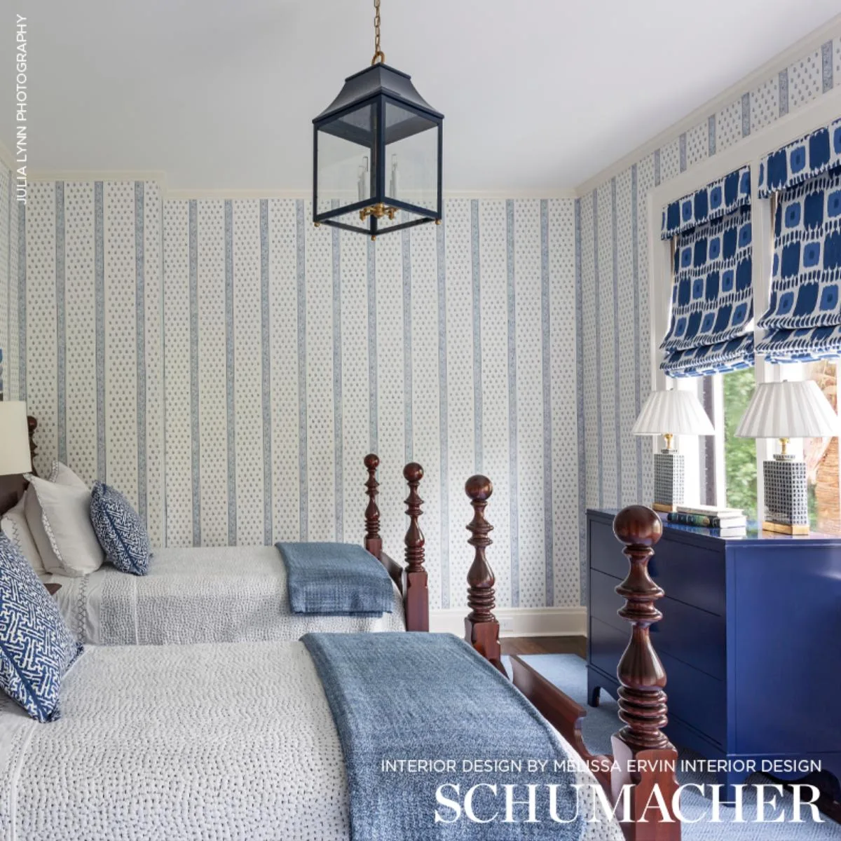 Schumacher 174403 Kandira Blues fabric swatch
