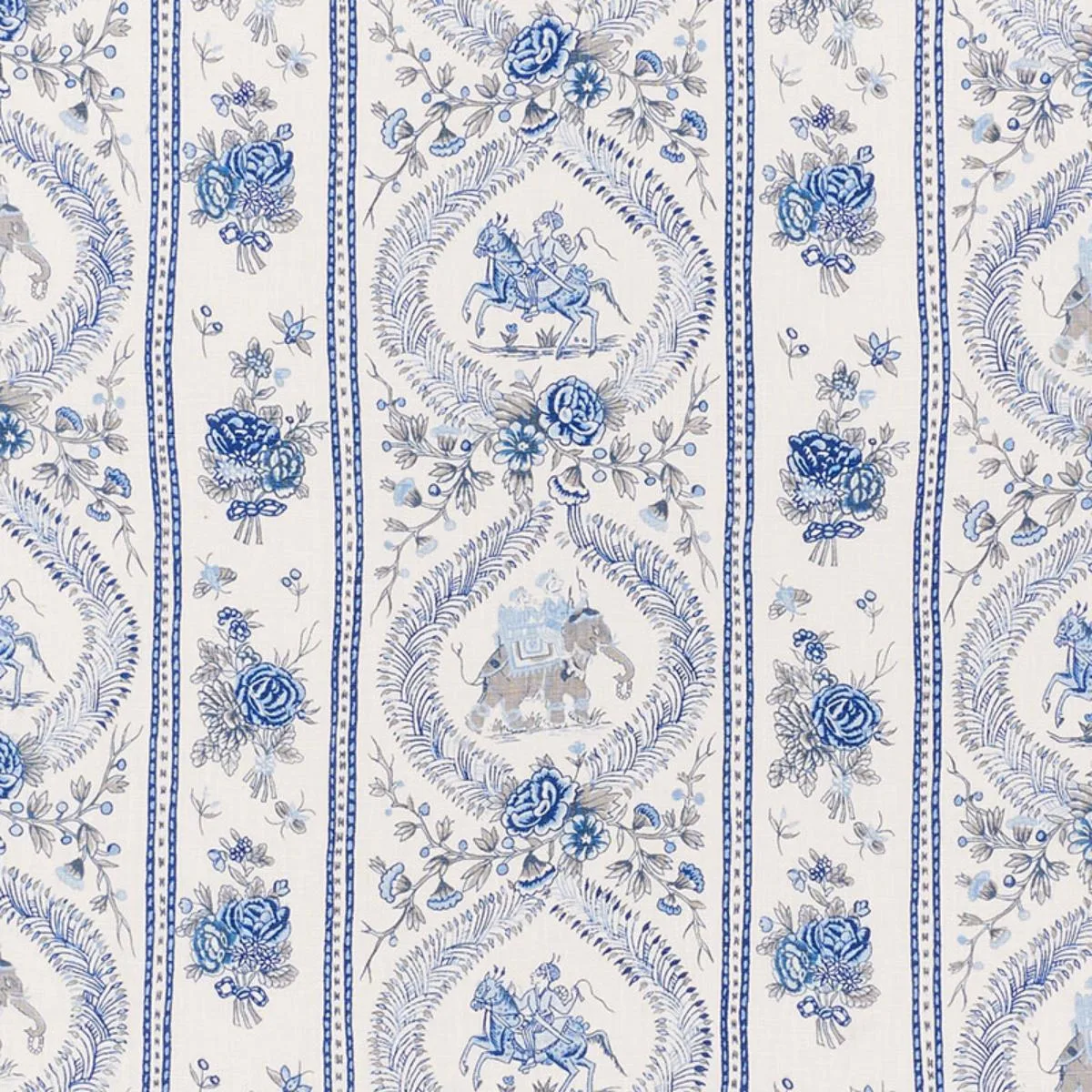 Schumacher 176801 Kandula Blues fabric swatch