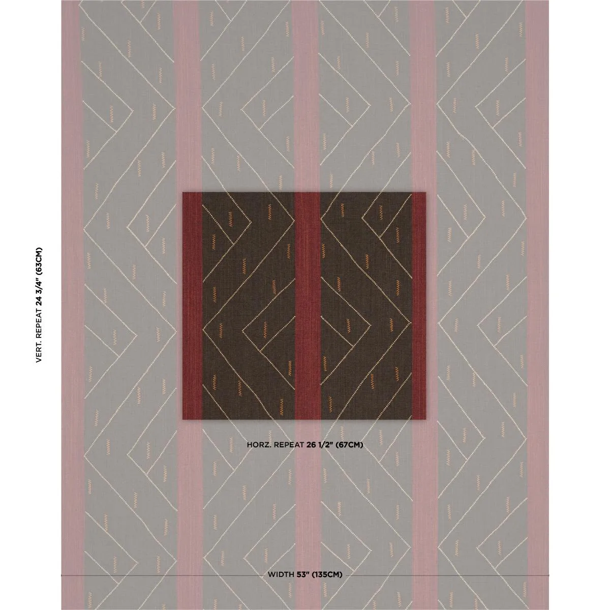 Schumacher 86701 Kapanga Embroidery Brown fabric swatch