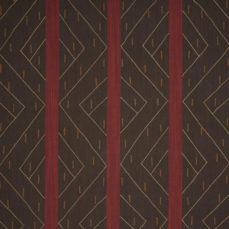 Schumacher 86701 Kapanga Embroidery Brown fabric swatch