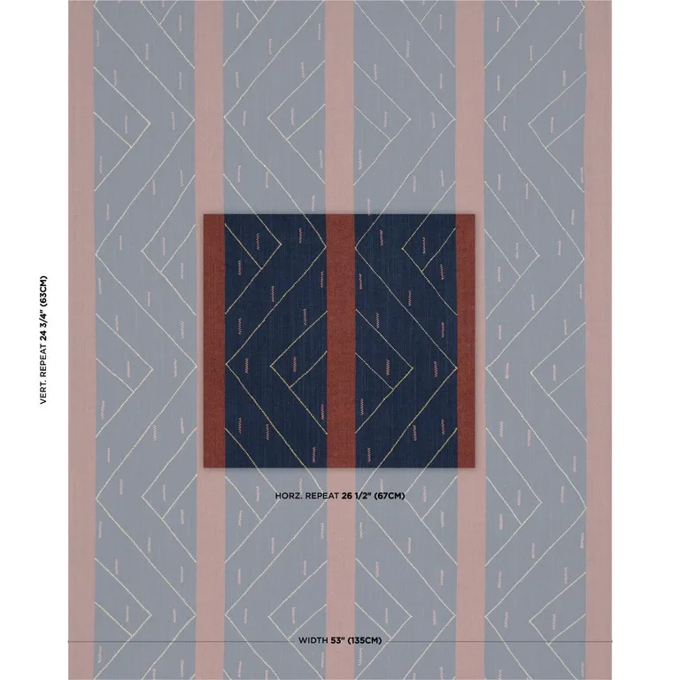 Schumacher 86702 Kapanga Embroidery Indigo fabric swatch